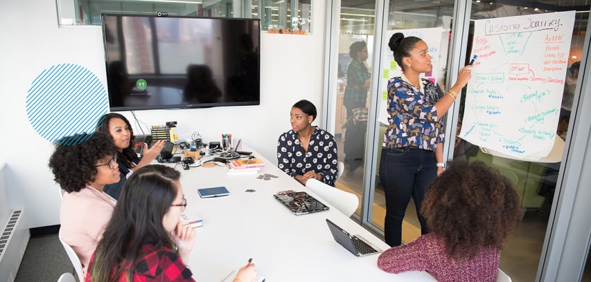 Colleagues meeting in a conference room
